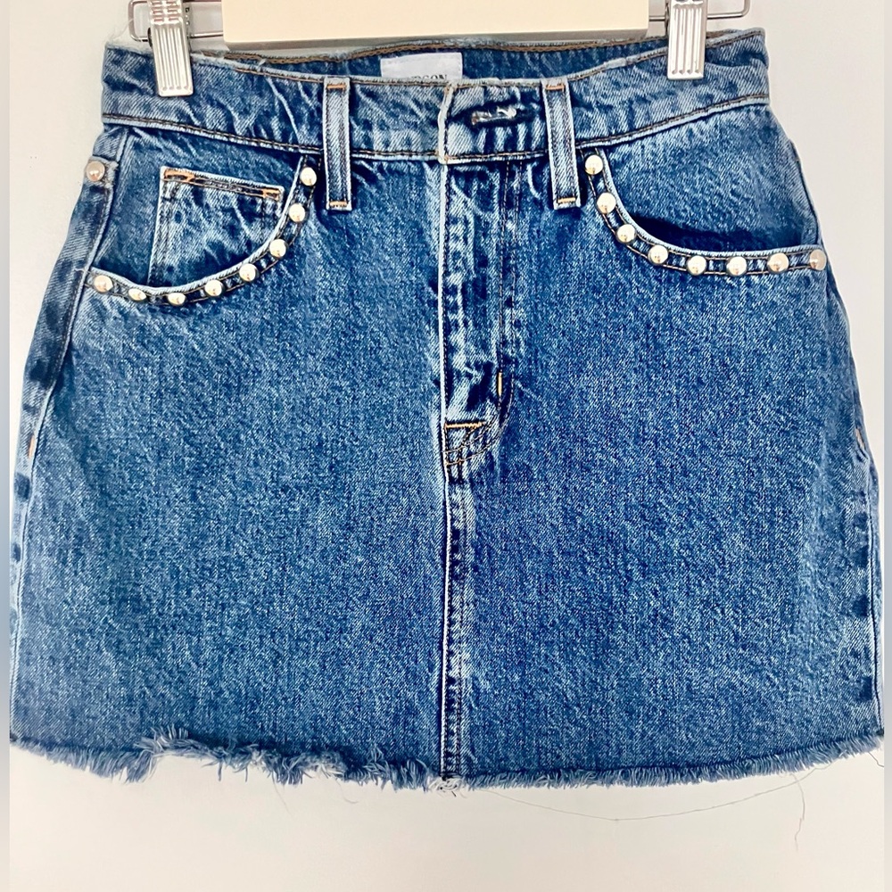 Hudson Jeans Blue Denim western studded Mini Skirt